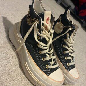 Converse Valentine's run star legacy cx platform gold chain heart high tops sz 8